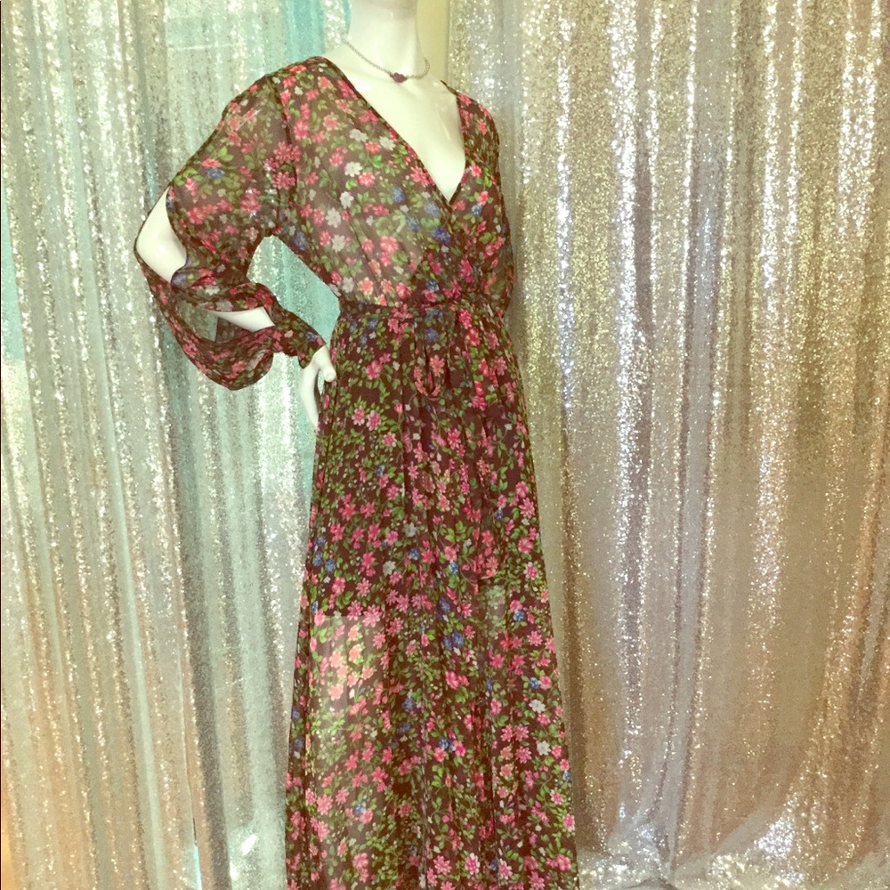 Long Sheer Flower Dress